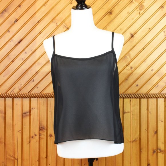 Jones New York Sheer Camisole Black Sleeveless Loose Fit Minimalist approx L - Picture 2 of 6